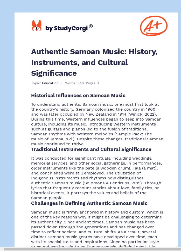 Authentic Samoan Music: History, Instruments, and Cultural Significance. Page 1