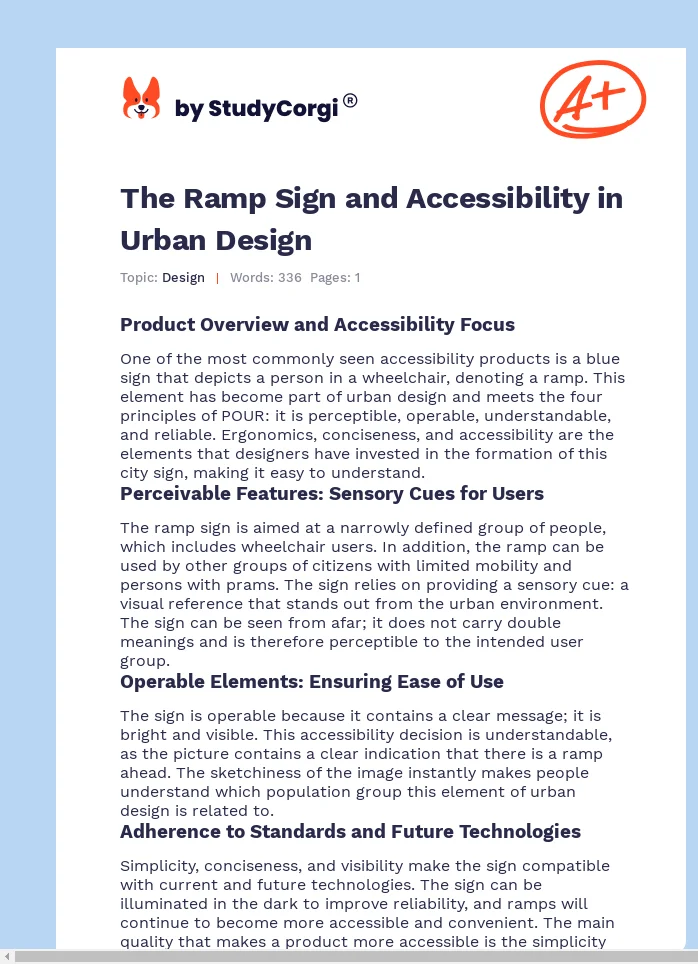 The Ramp Sign and Accessibility in Urban Design. Page 1