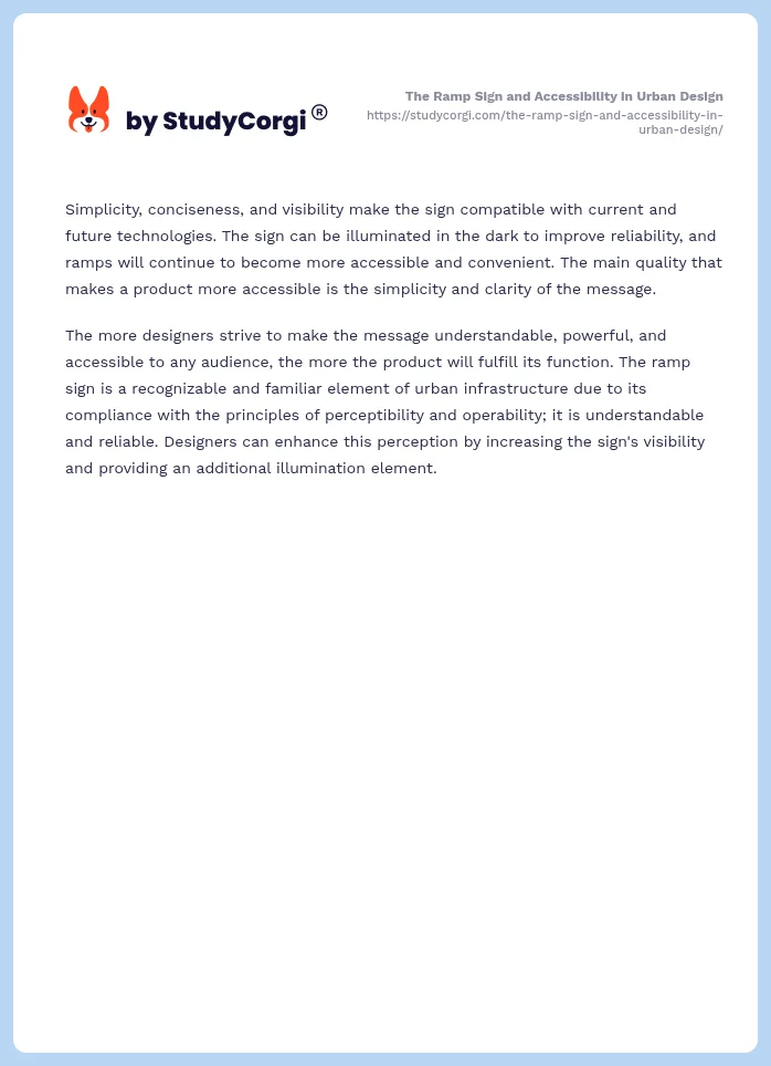 The Ramp Sign and Accessibility in Urban Design. Page 2
