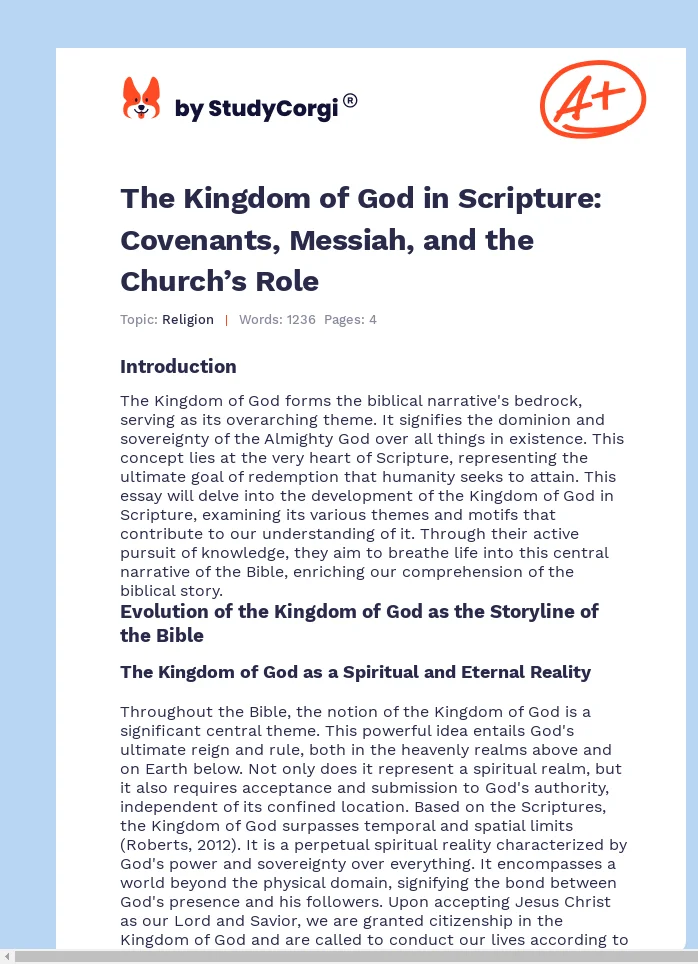 The Kingdom of God in Scripture: Covenants, Messiah, and the Church’s Role. Page 1