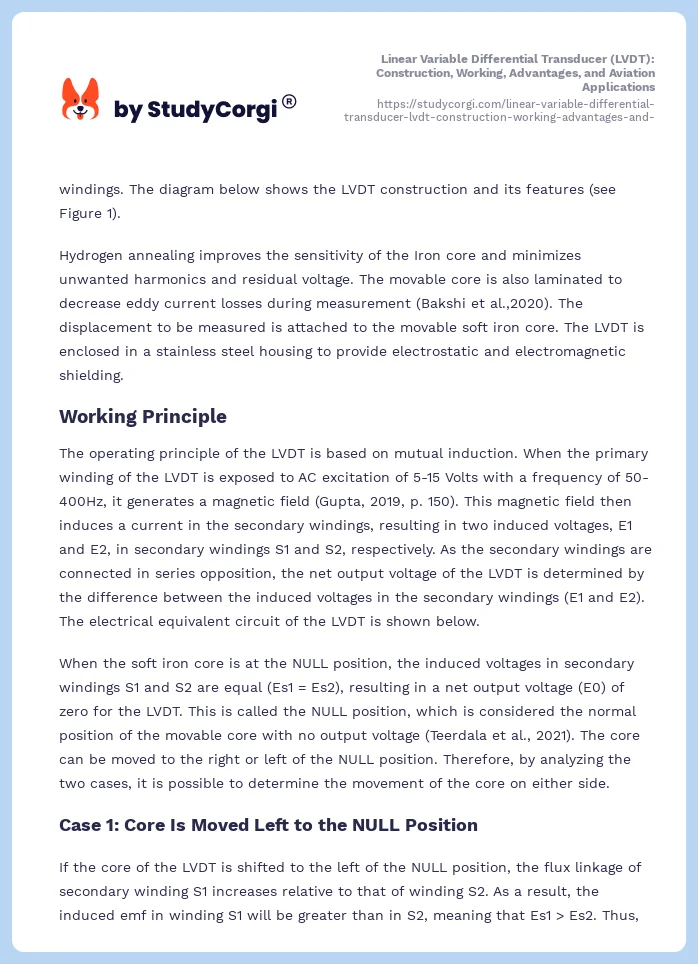 Linear Variable Differential Transducer (LVDT): Construction, Working, Advantages, and Aviation Applications. Page 2