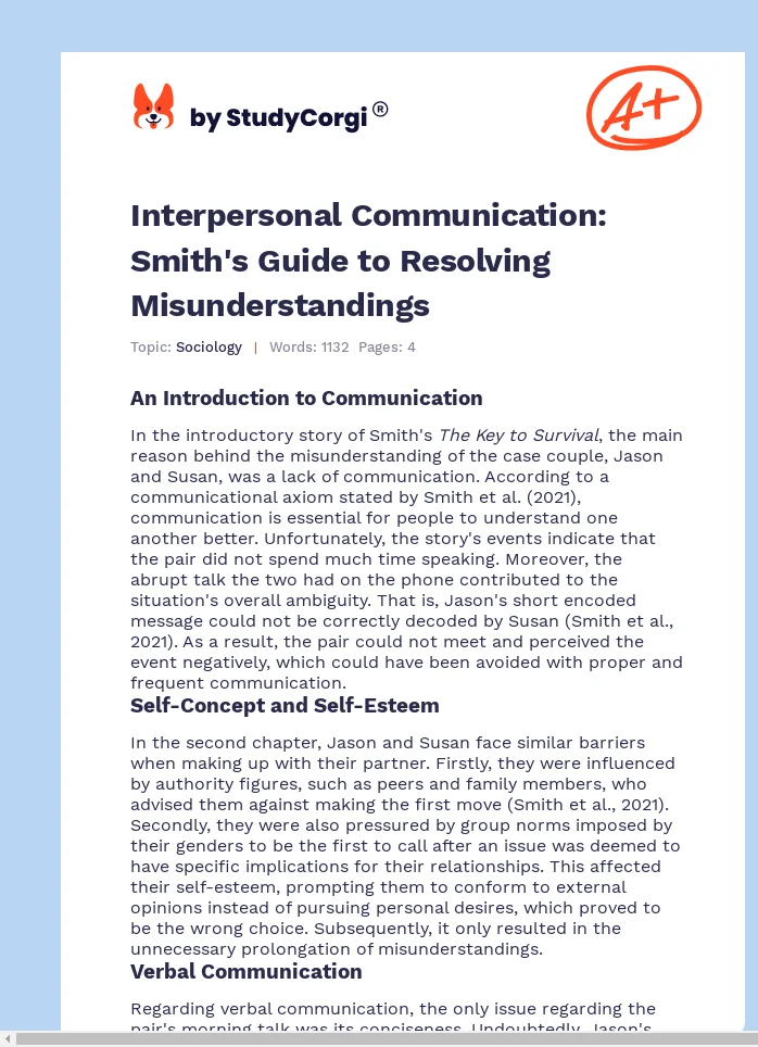 Interpersonal Communication: Smith's Guide to Resolving Misunderstandings. Page 1