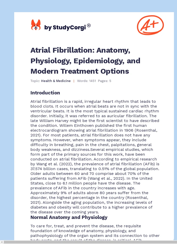 Atrial Fibrillation: Anatomy, Physiology, Epidemiology, and Modern Treatment Options. Page 1