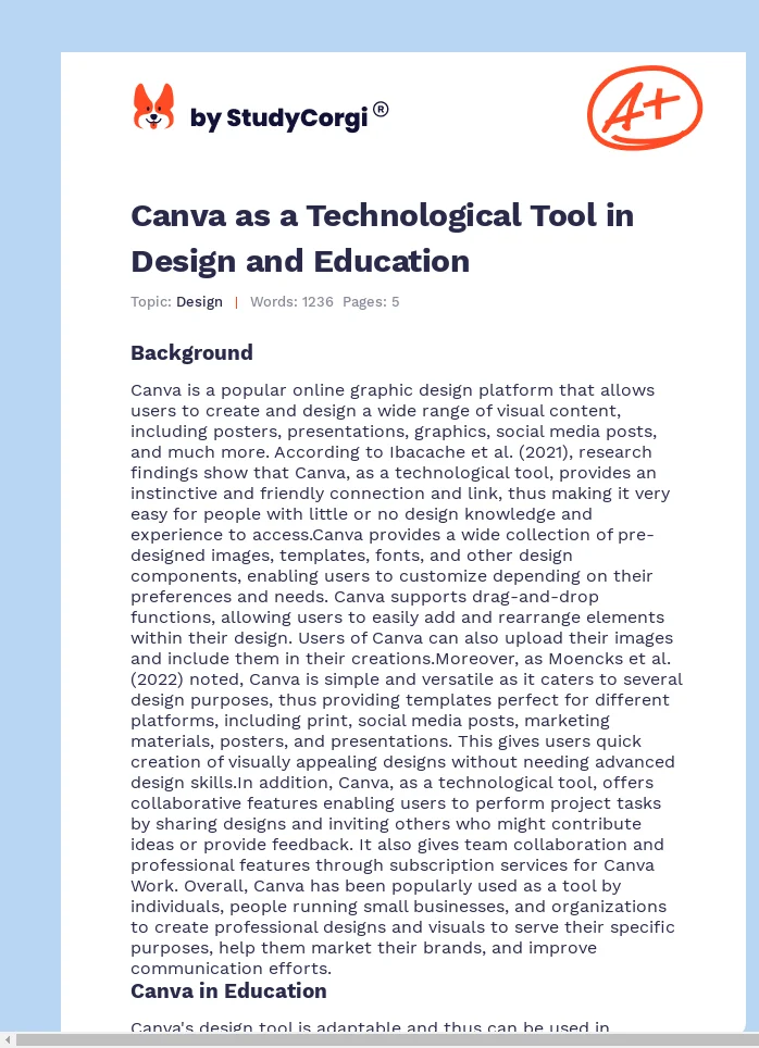 Canva as a Technological Tool in Design and Education. Page 1