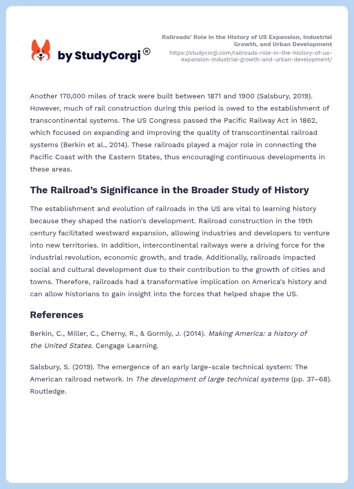 Railroads’ Role in the History of US Expansion, Industrial Growth, and Urban Development. Page 2