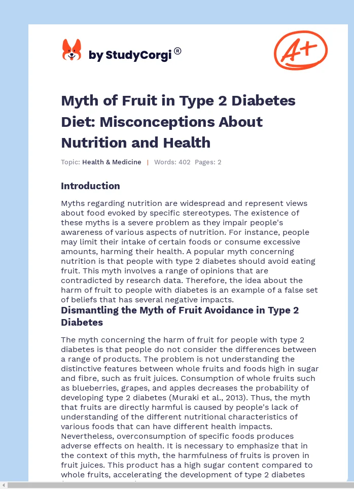 Myth of Fruit in Type 2 Diabetes Diet: Misconceptions About Nutrition and Health. Page 1