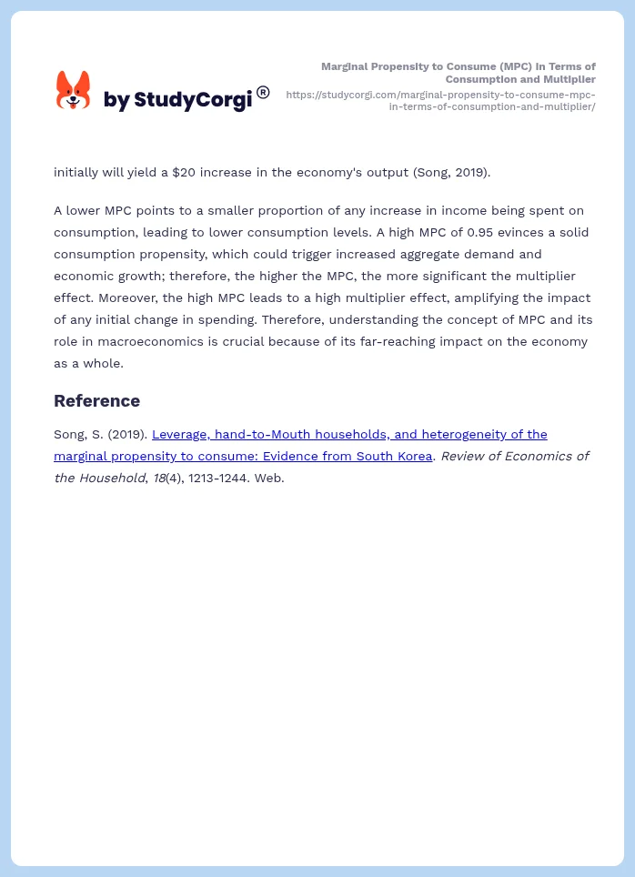 Marginal Propensity to Consume (MPC) in Terms of Consumption and Multiplier. Page 2