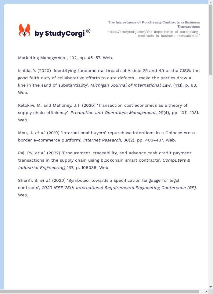 The Importance of Purchasing Contracts in Business Transactions. Page 2