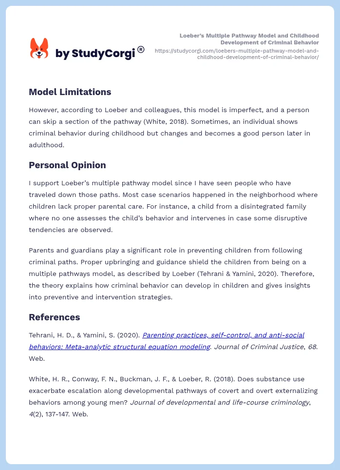 Loeber’s Multiple Pathway Model and Childhood Development of Criminal Behavior. Page 2