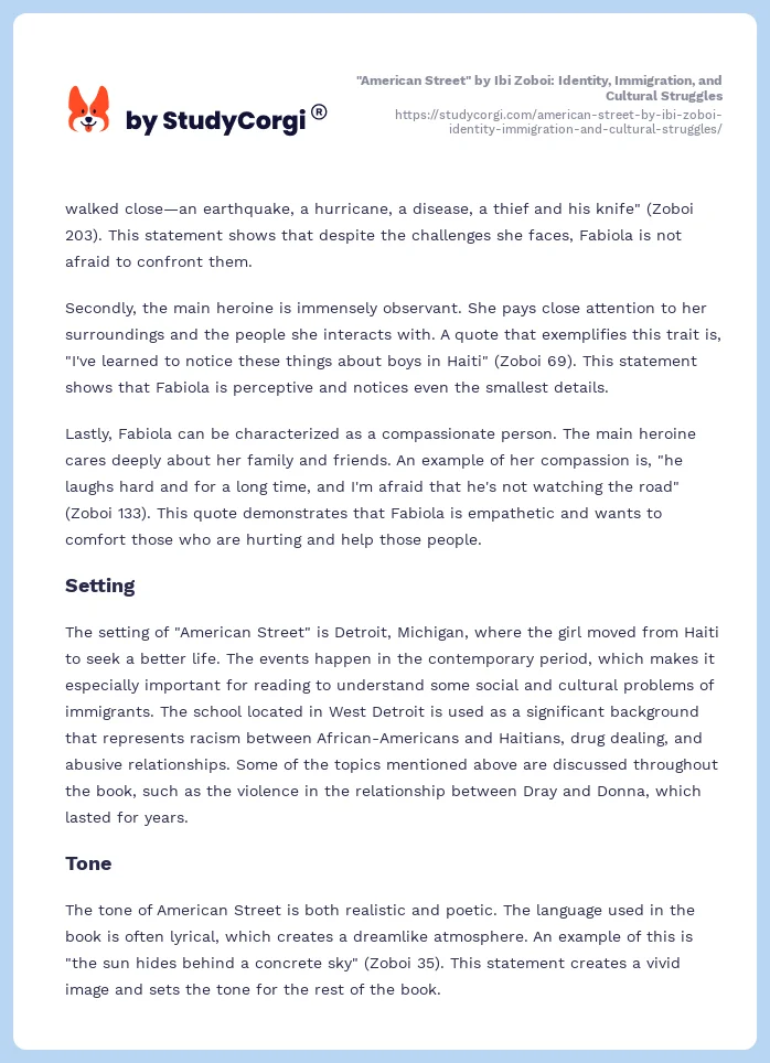 "American Street" by Ibi Zoboi: Identity, Immigration, and Cultural Struggles. Page 2