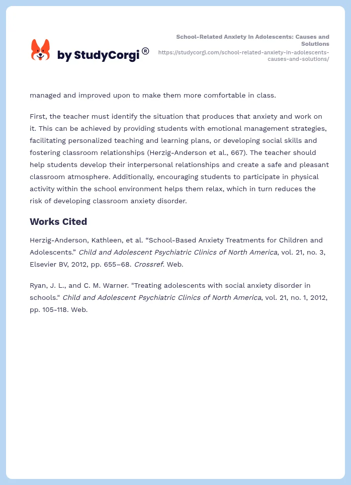 School-Related Anxiety in Adolescents: Causes and Solutions. Page 2