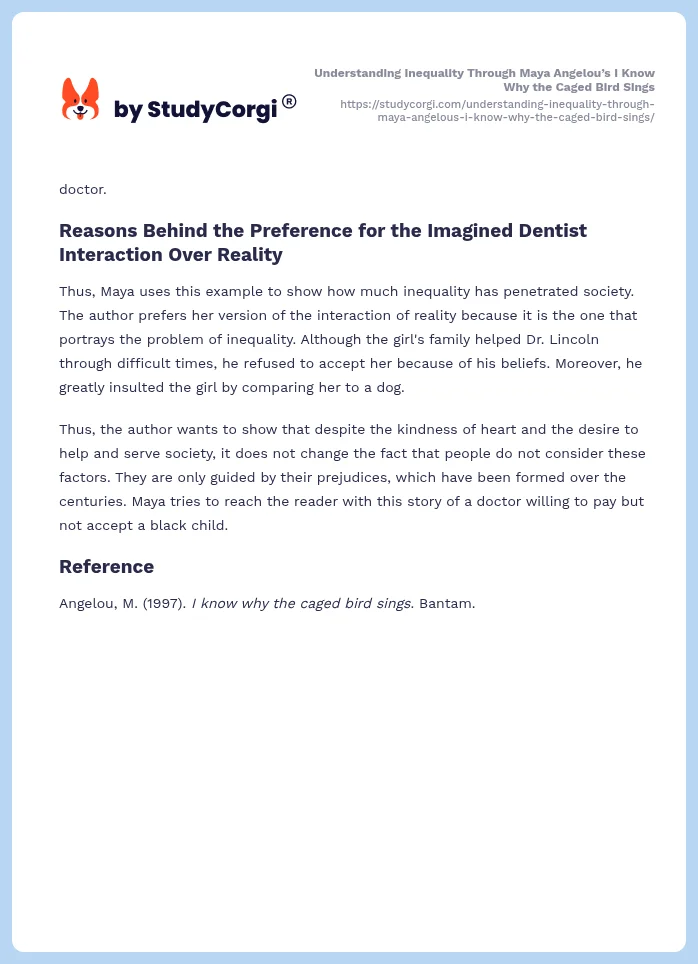 Understanding Inequality Through Maya Angelou’s I Know Why the Caged Bird Sings. Page 2