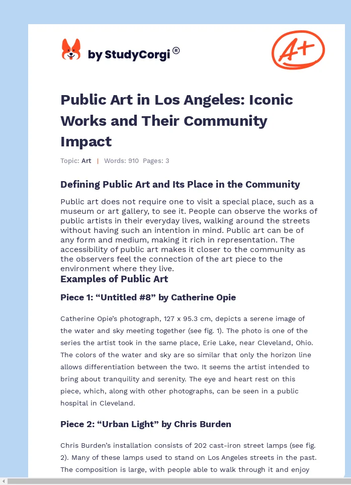 Public Art in Los Angeles: Iconic Works and Their Community Impact. Page 1