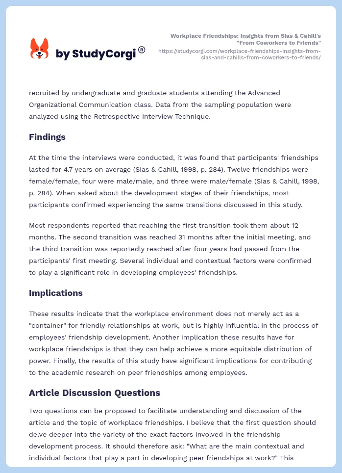 Workplace Friendships: Insights from Sias & Cahill's "From Coworkers to Friends". Page 2