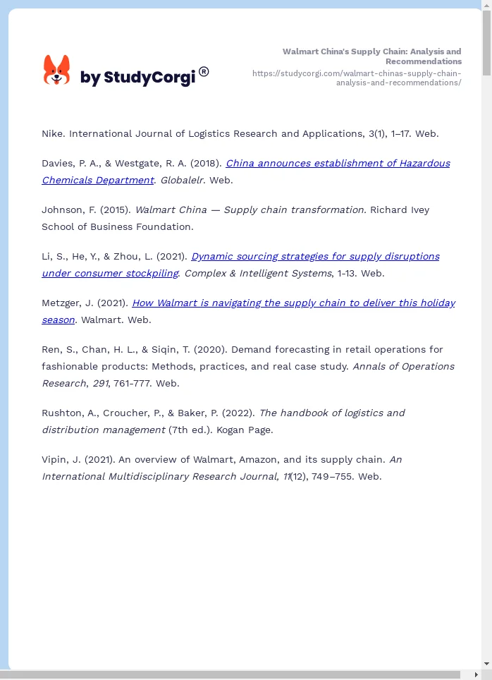 Walmart China's Supply Chain: Analysis and Recommendations. Page 2
