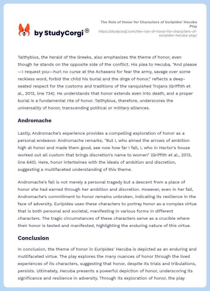 The Role of Honor for Characters of Euripides’ Hecuba Play. Page 2
