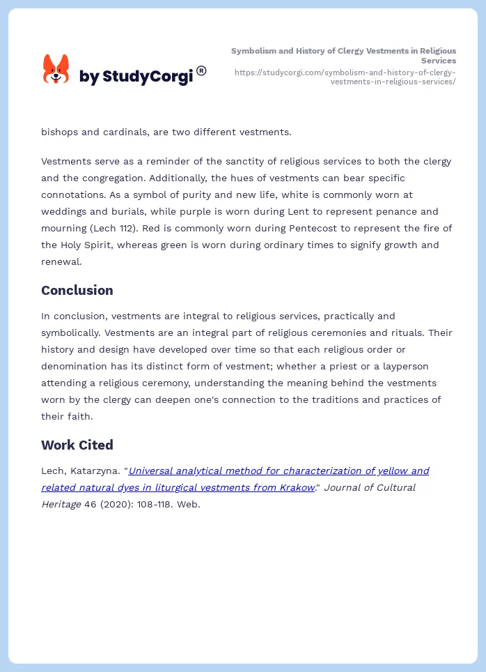 Symbolism and History of Clergy Vestments in Religious Services. Page 2