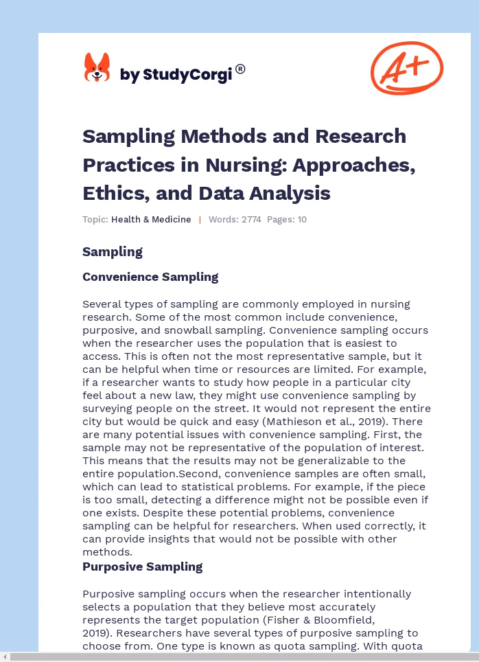 Sampling Methods and Research Practices in Nursing: Approaches, Ethics, and Data Analysis. Page 1