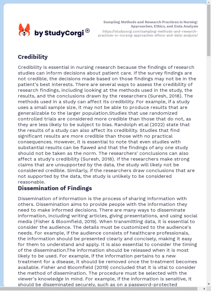 Sampling Methods and Research Practices in Nursing: Approaches, Ethics, and Data Analysis. Page 2