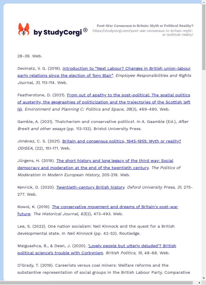 Post-War Consensus in Britain: Myth or Political Reality?. Page 2