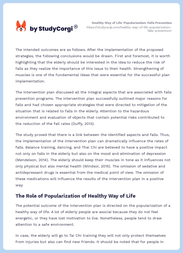 Healthy Way of Life' Popularization: Falls Prevention. Page 2