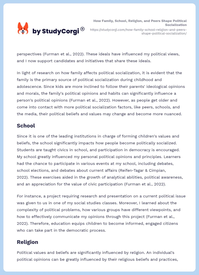 How Family, School, Religion, and Peers Shape Political Socialization. Page 2