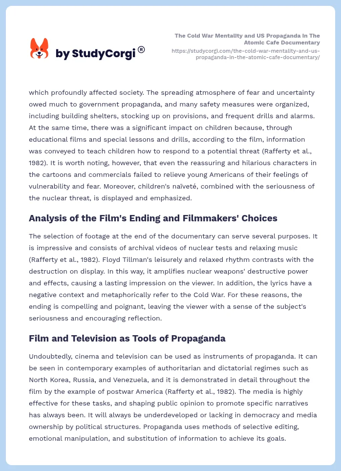The Cold War Mentality and US Propaganda in The Atomic Cafe Documentary. Page 2