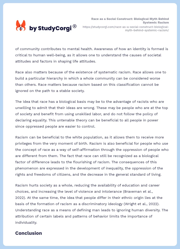 Race as a Social Construct: Biological Myth Behind Systemic Racism. Page 2
