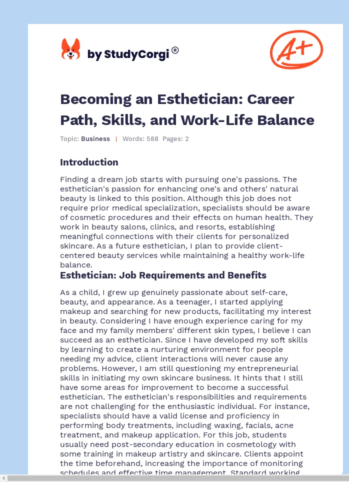 Becoming an Esthetician: Career Path, Skills, and Work-Life Balance. Page 1