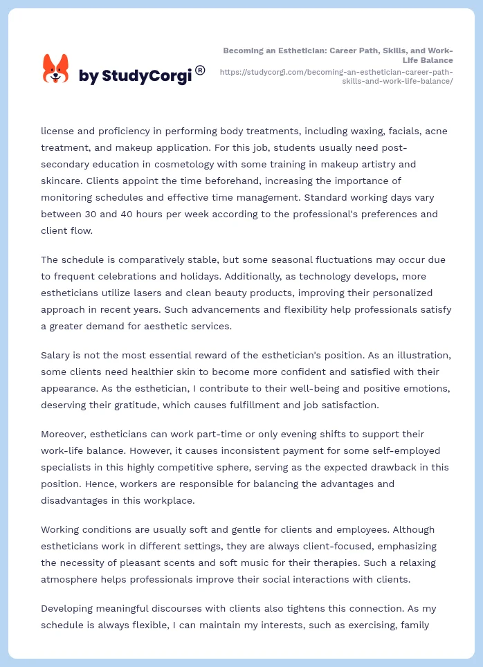 Becoming an Esthetician: Career Path, Skills, and Work-Life Balance. Page 2