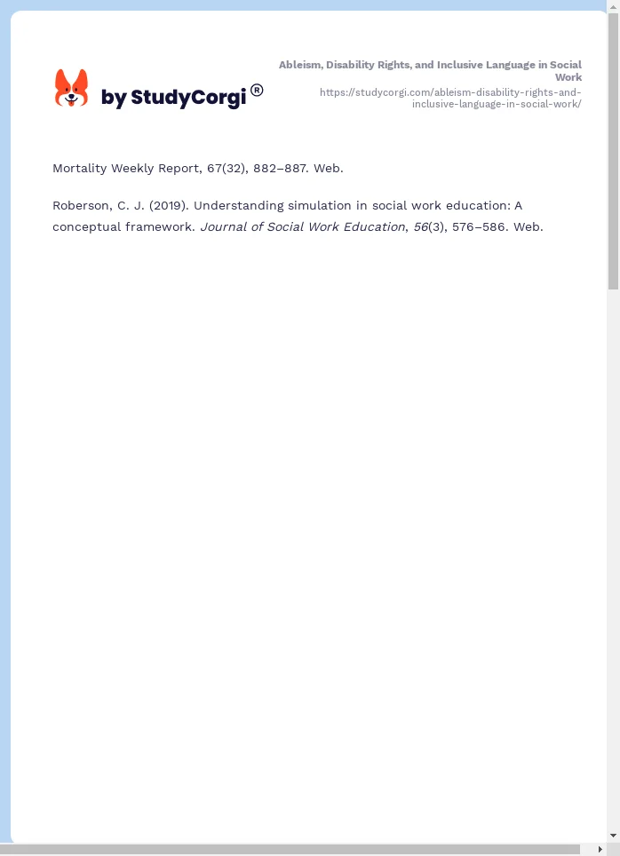 Ableism, Disability Rights, and Inclusive Language in Social Work. Page 2
