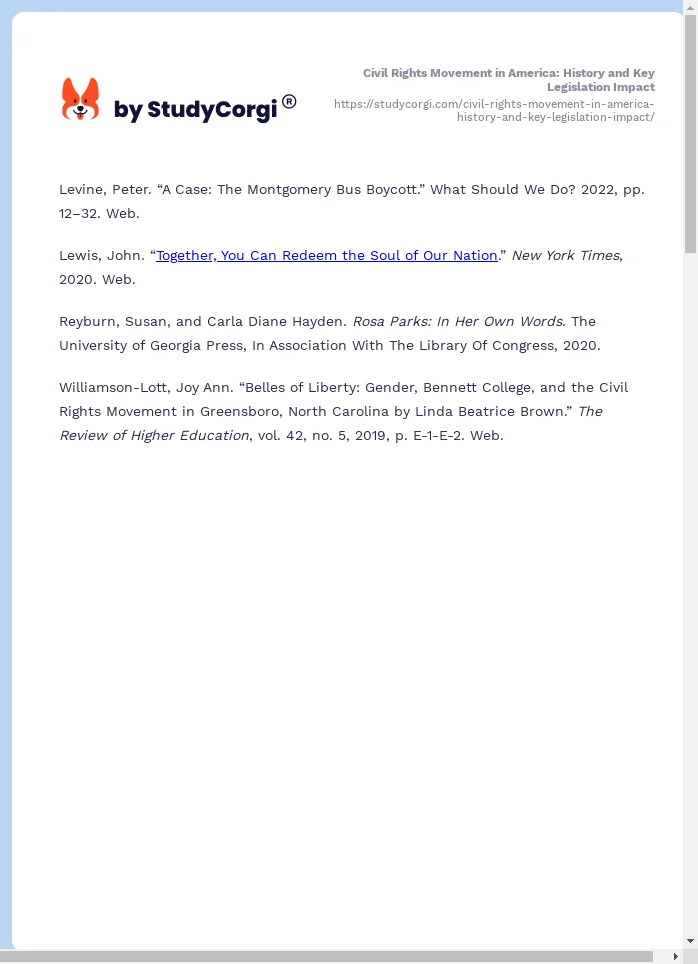 Civil Rights Movement in America: History and Key Legislation Impact. Page 2
