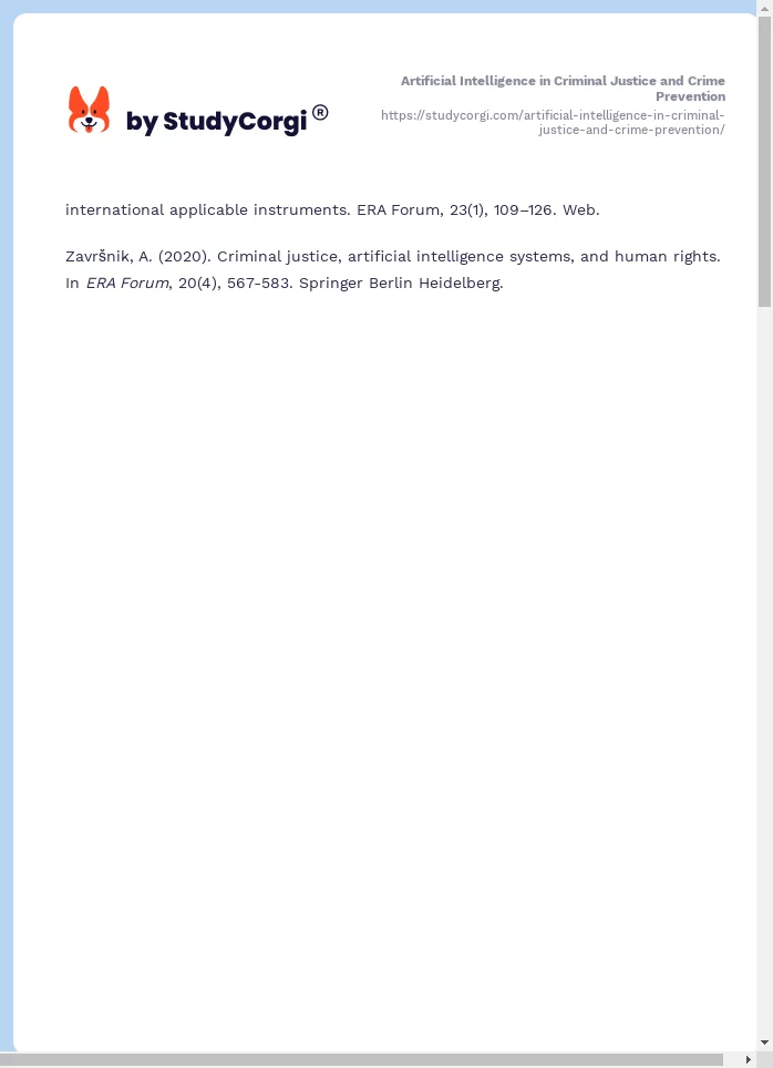 Artificial Intelligence in Criminal Justice and Crime Prevention. Page 2
