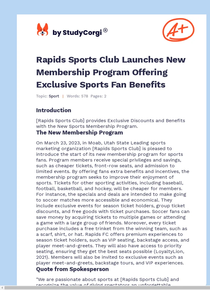 Rapids Sports Club Launches New Membership Program Offering Exclusive Sports Fan Benefits. Page 1
