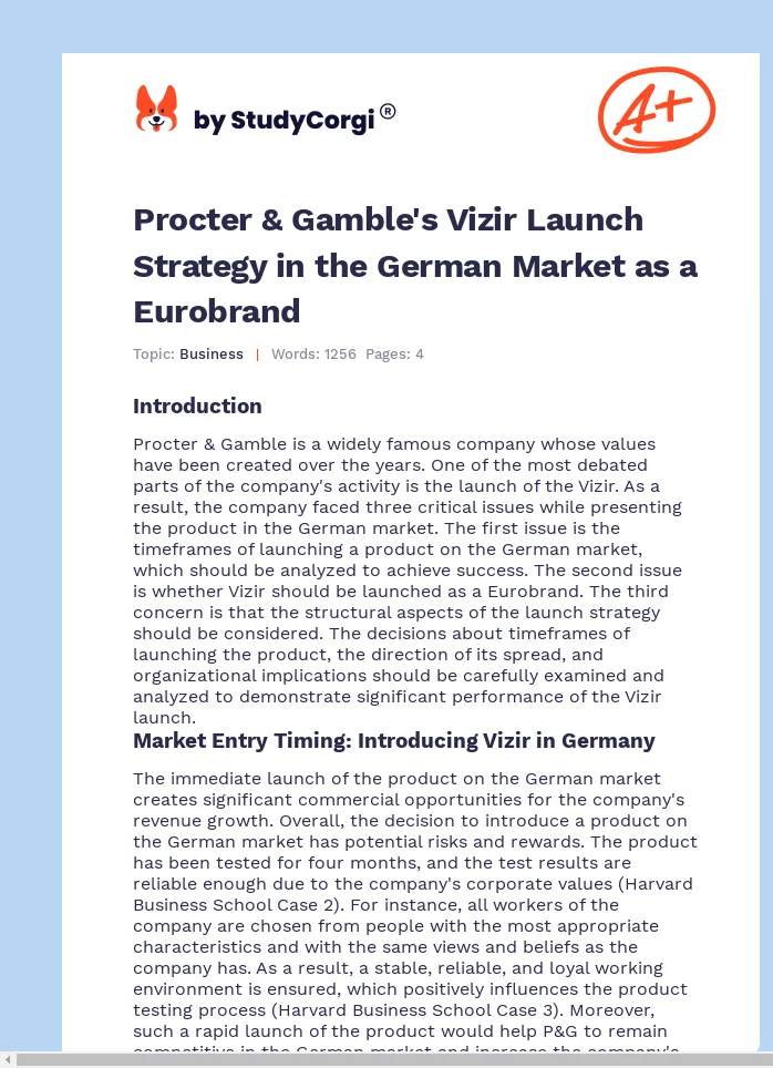 Procter & Gamble's Vizir Launch Strategy in the German Market as a Eurobrand. Page 1