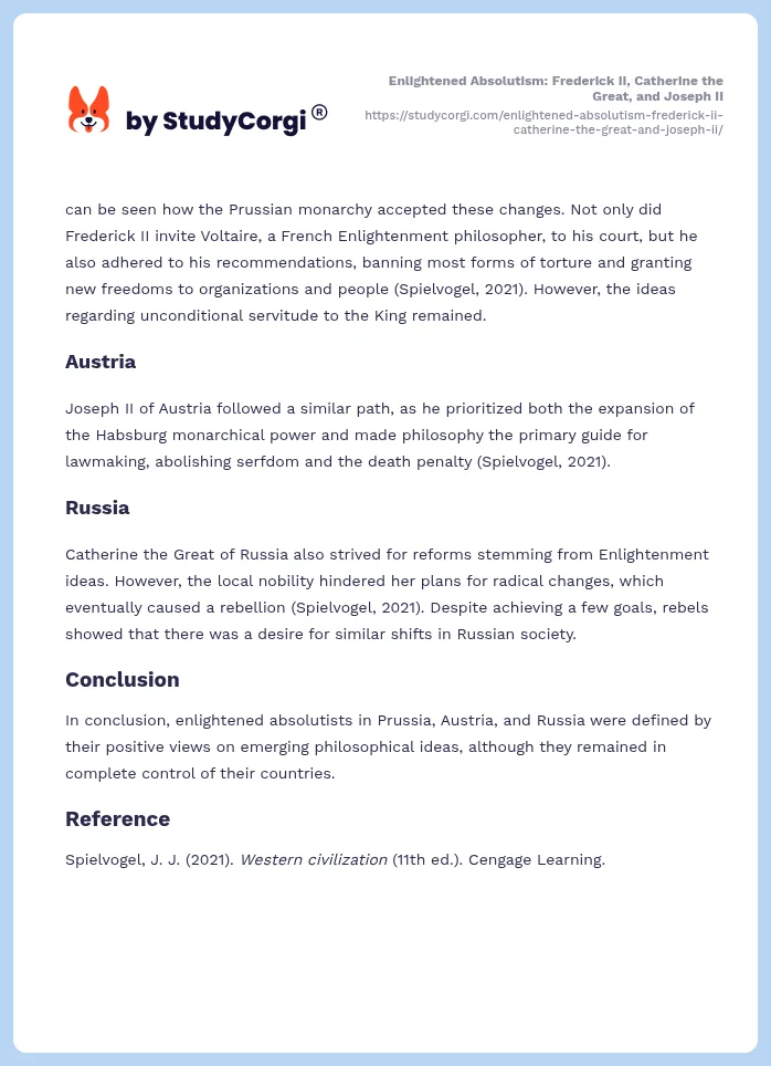 Enlightened Absolutism: Frederick II, Catherine the Great, and Joseph II. Page 2
