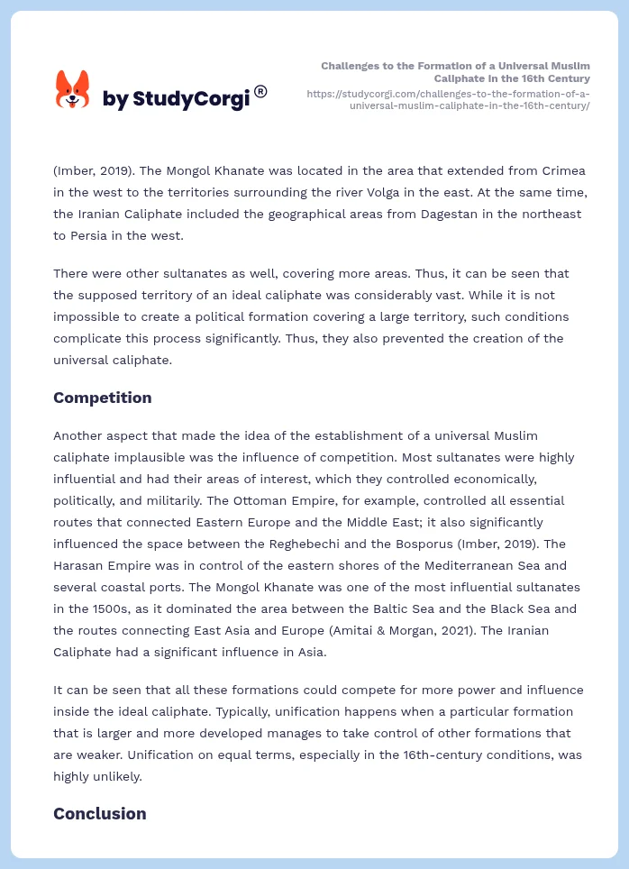 Challenges to the Formation of a Universal Muslim Caliphate in the 16th Century. Page 2