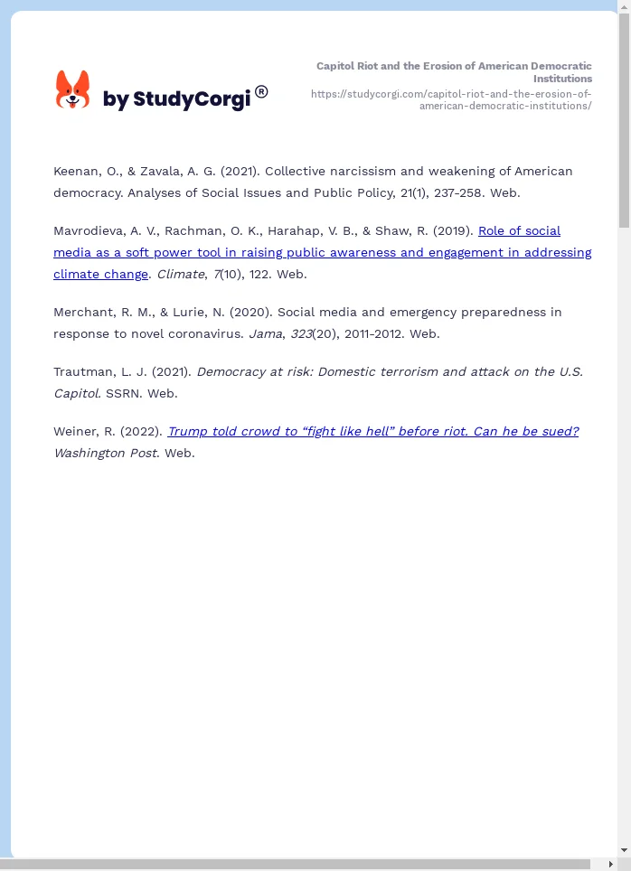Capitol Riot and the Erosion of American Democratic Institutions. Page 2