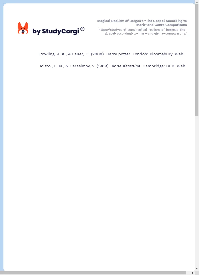 Magical Realism of Borges's “The Gospel According to Mark” and Genre Comparisons. Page 2