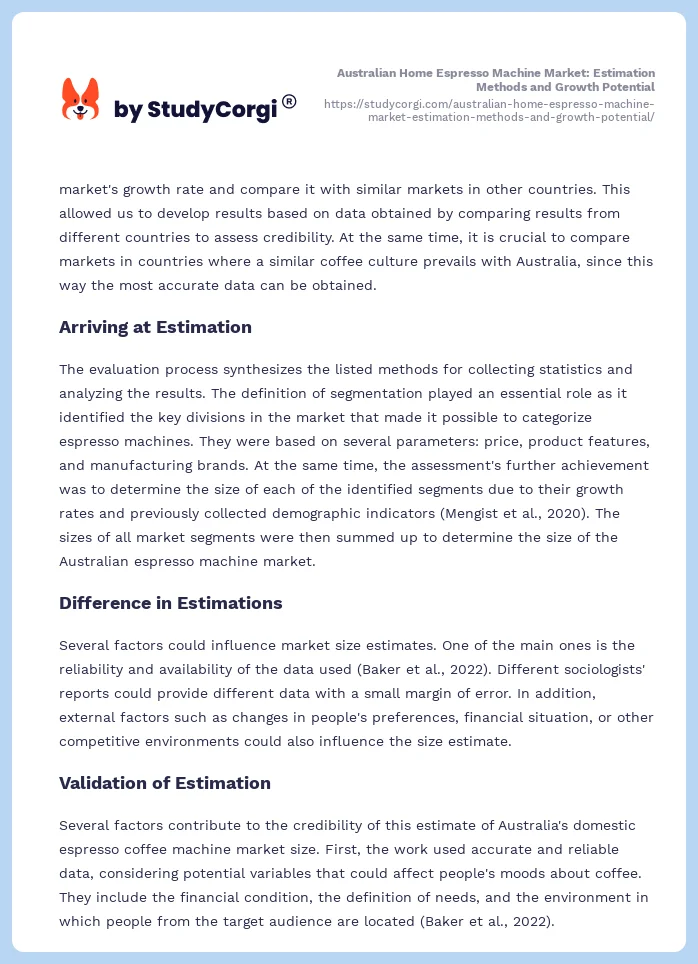 Australian Home Espresso Machine Market: Estimation Methods and Growth Potential. Page 2