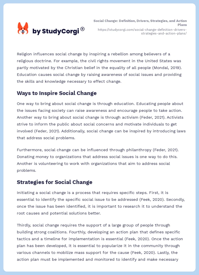 Social Change: Definition, Drivers, Strategies, and Action Plans. Page 2