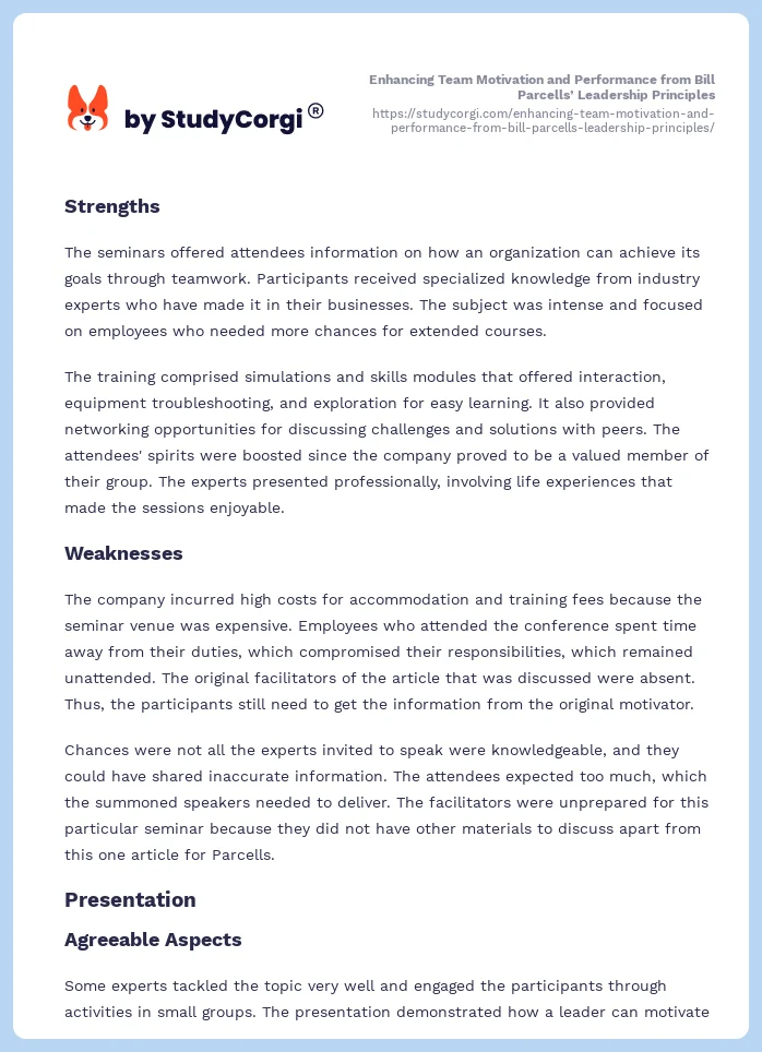 Enhancing Team Motivation and Performance from Bill Parcells’ Leadership Principles. Page 2