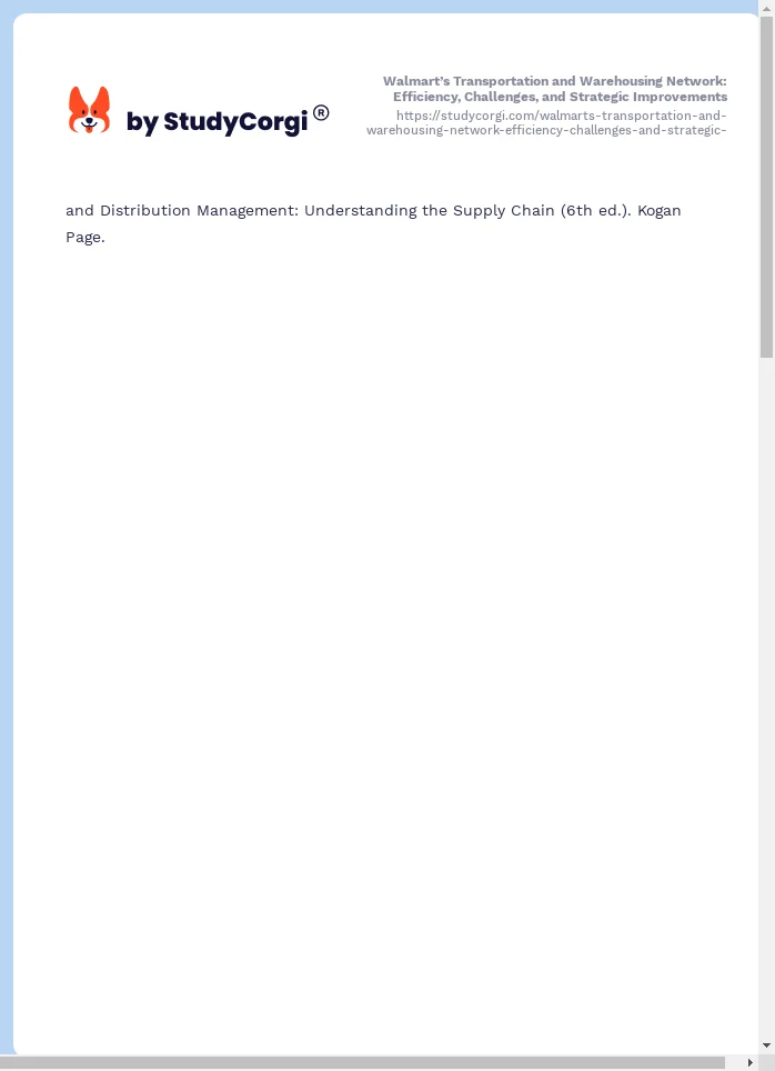 Walmart’s Transportation and Warehousing Network: Efficiency, Challenges, and Strategic Improvements. Page 2