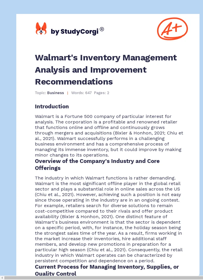 Walmart's Inventory Management Analysis and Improvement Recommendations. Page 1