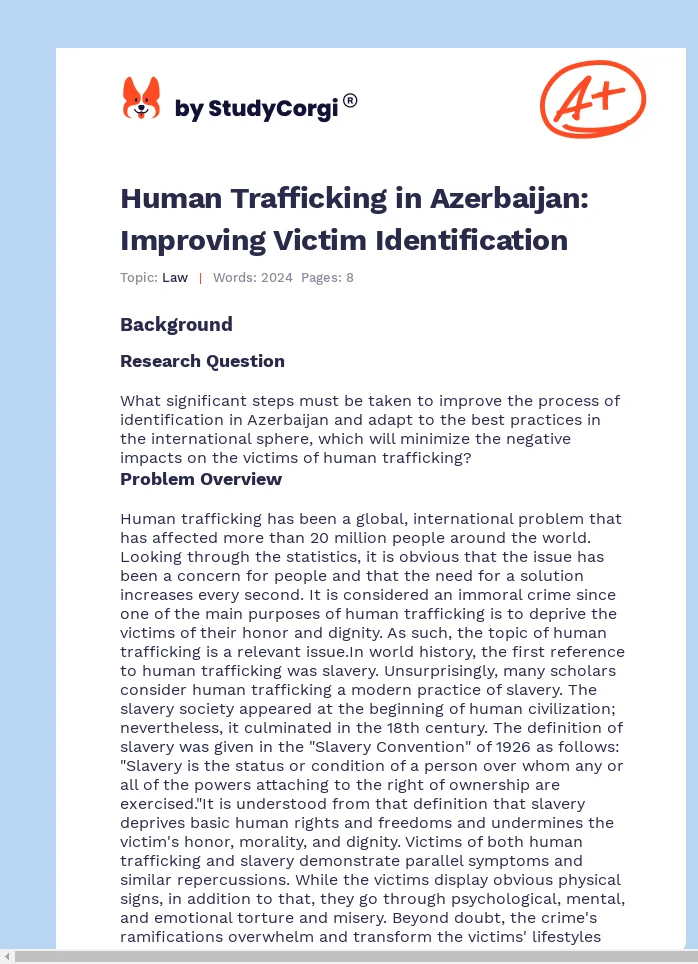 Human Trafficking in Azerbaijan: Improving Victim Identification. Page 1