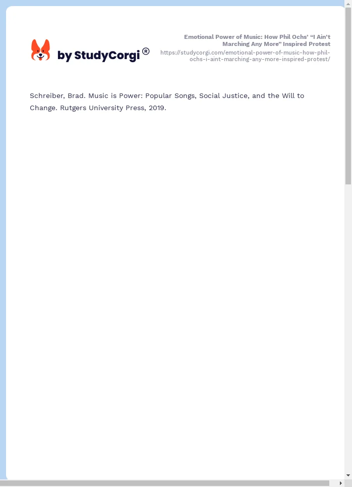 Emotional Power of Music: How Phil Ochs’ “I Ain’t Marching Any More” Inspired Protest. Page 2