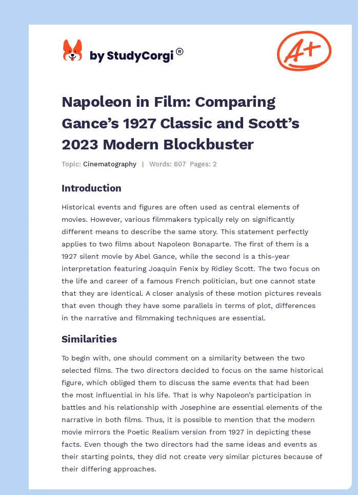 Napoleon in Film: Comparing Gance’s 1927 Classic and Scott’s 2023 Modern Blockbuster. Page 1