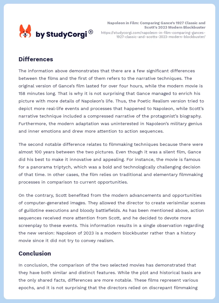 Napoleon in Film: Comparing Gance’s 1927 Classic and Scott’s 2023 Modern Blockbuster. Page 2