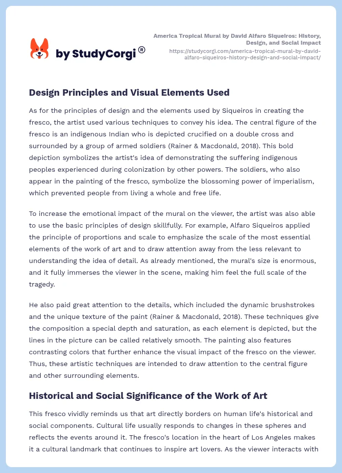America Tropical Mural by David Alfaro Siqueiros: History, Design, and Social Impact. Page 2
