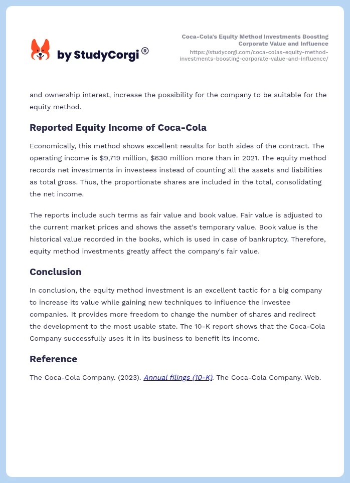 Coca-Cola's Equity Method Investments Boosting Corporate Value and Influence. Page 2